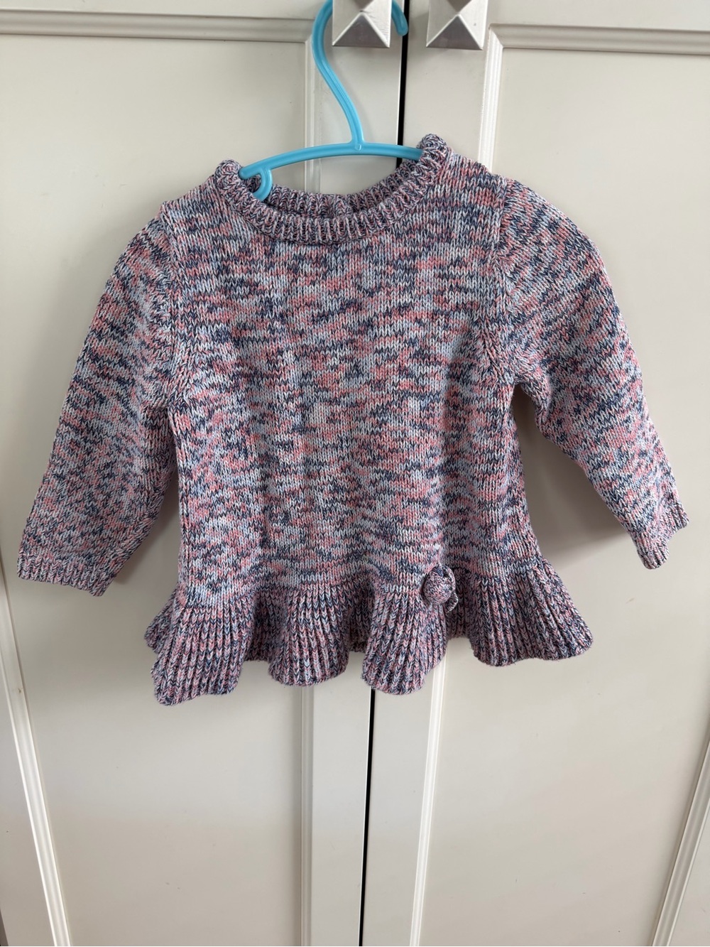 Girls 18-24m Multicolor Knit Ruffle Hem Sweater Top